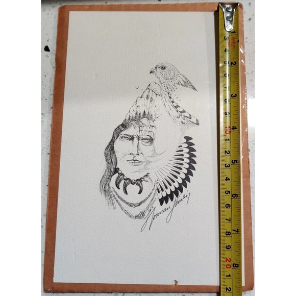 Vtg Norman Lansing UTE Planograph Print Indian Head & Spirit Animal Signed 1982 - Picture 6 of 6